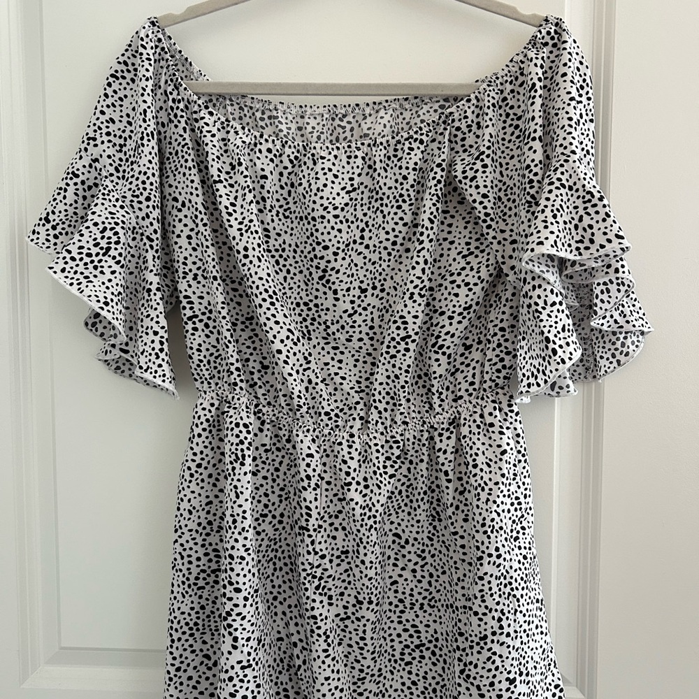 Elegant Black and White Polka Dot Romper
